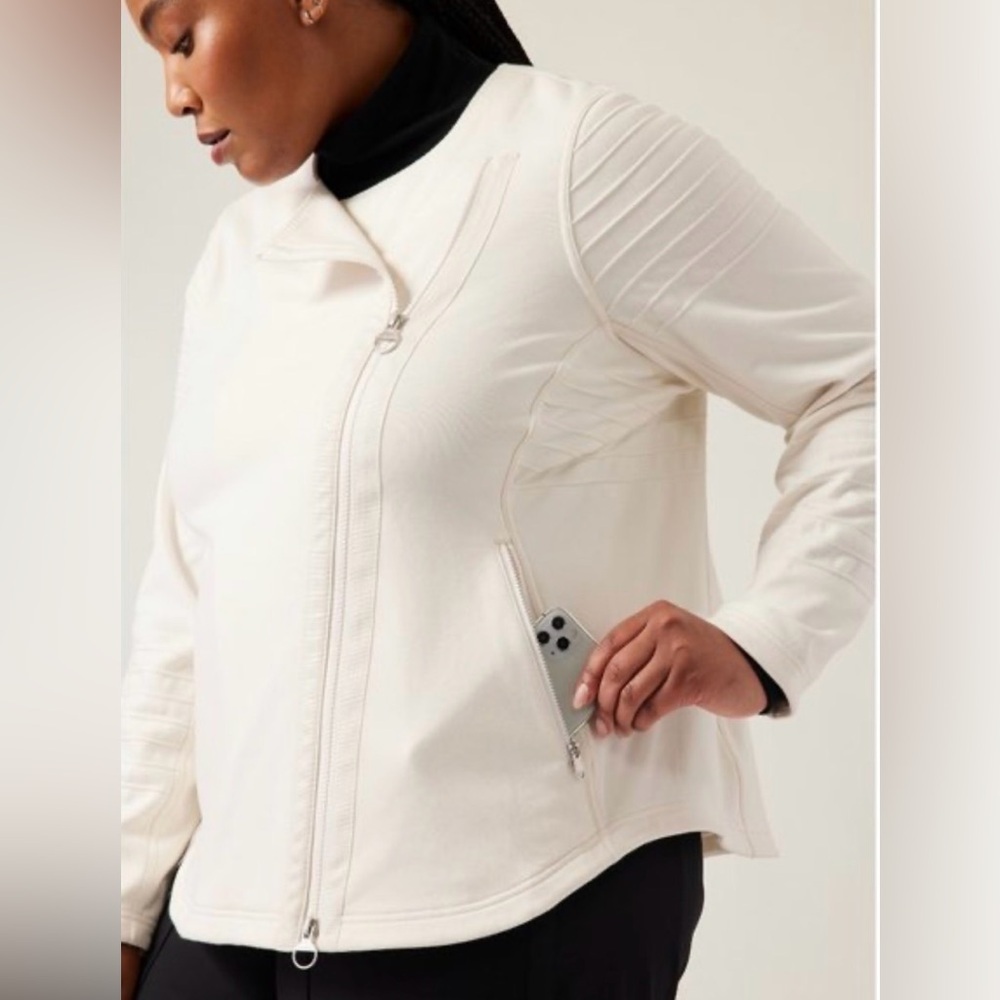 Athleta Cream Moto Jacket Magnolia White Full Zip Women's Size 3X